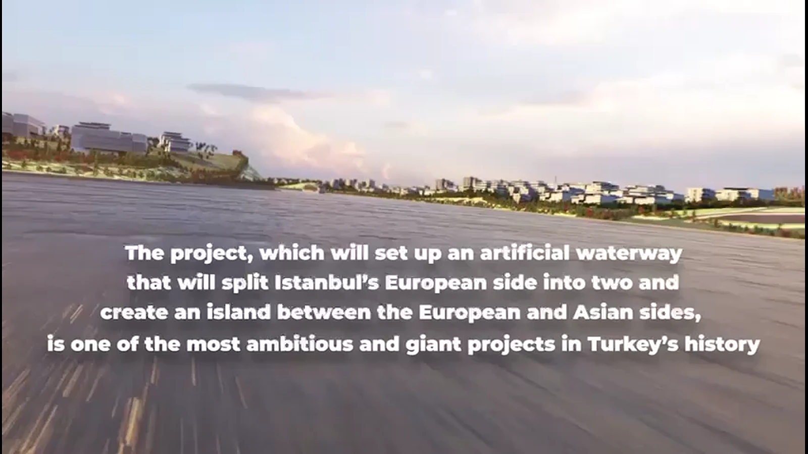 Su yolu, yolcu gemisi ve kıyı gelişimini gösteren kentsel simülasyon